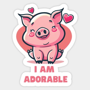 I Am Adorable Pig Sticker